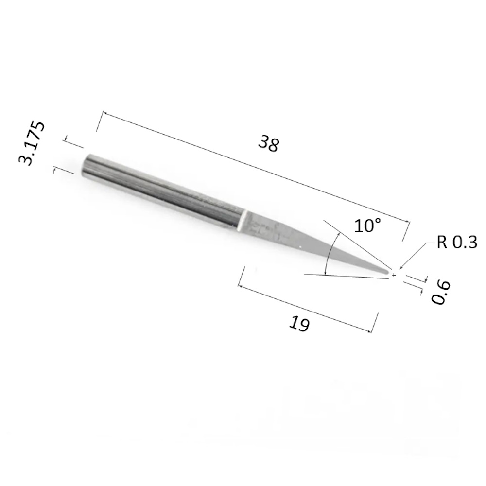 Фото гравер прямой конусный однозаходный по акрилу, дереву, композиту (акп) djtol nydj3.1006 в Москве и Московской области