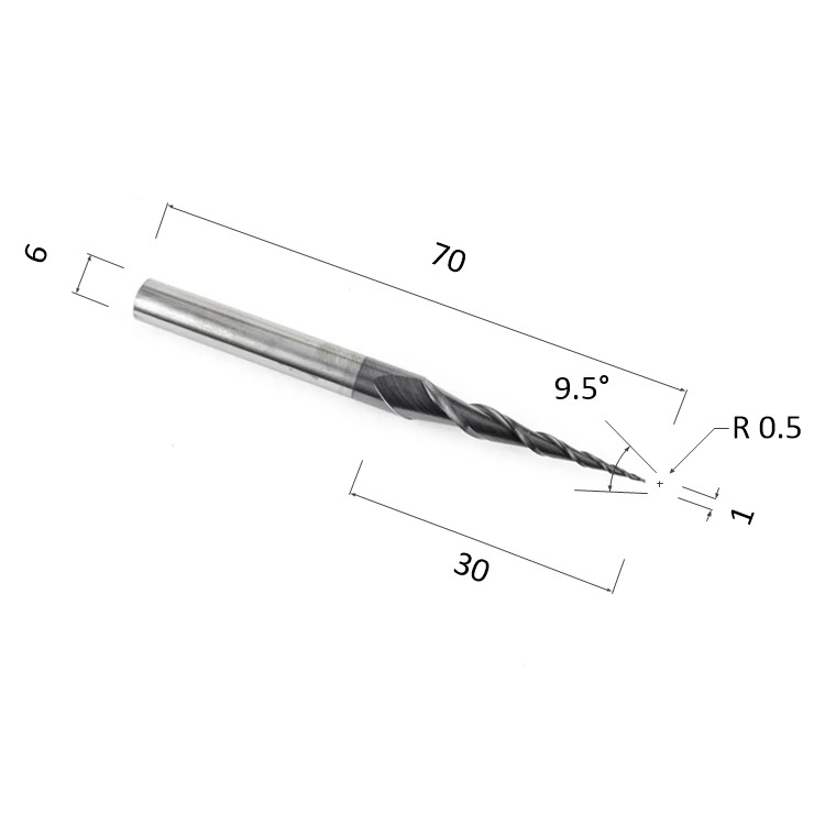 Фото фреза спиральная конусная двухзаходная по акрилу, дереву, композиту (акп) djtol al2qx6.30.1.0 в Москве и Московской области