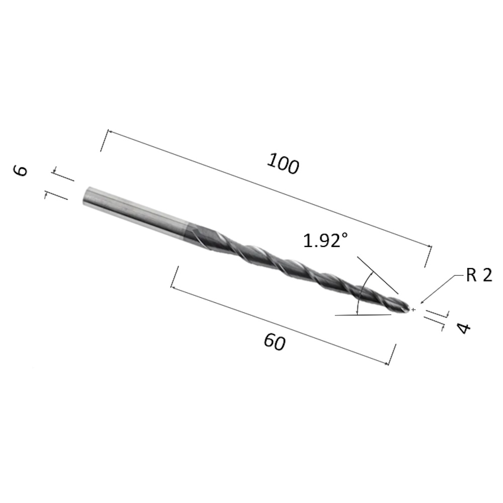 Фото фреза спиральная конусная двухзаходная по акрилу, дереву, композиту (акп) djtol nl2qx6.60.4 в Москве и Московской области