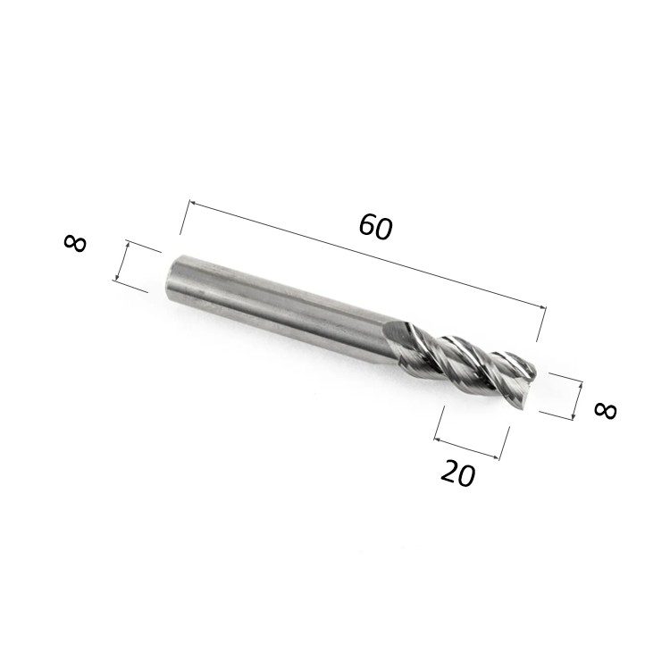 Фото фреза спиральная цилиндрическая трехзаходная по алюминию, композиту (акп), меди djtol al3lx08 в Москве и Московской области