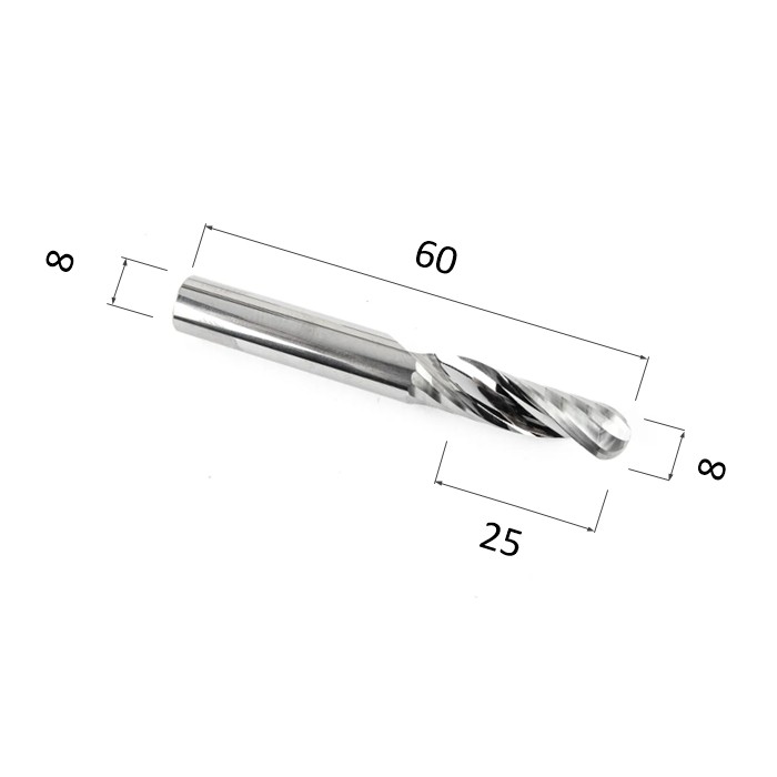 Фото фреза djtol n1lqx825 спиральная однозаходная сферическая (по дереву, пластику) в Москве и Московской области