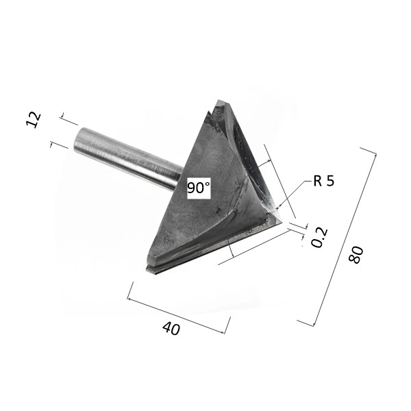 Фото фреза прямая v-образная двухзаходная по акрилу, дереву, композиту (акп) djtol nkv128090 в Москве и Московской области