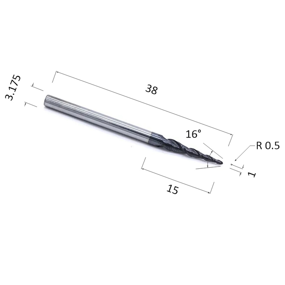 Фото фреза спиральная конусная двухзаходная по акрилу, дереву, композиту (акп) djtol nl2qx3.15.1.0 в Москве и Московской области