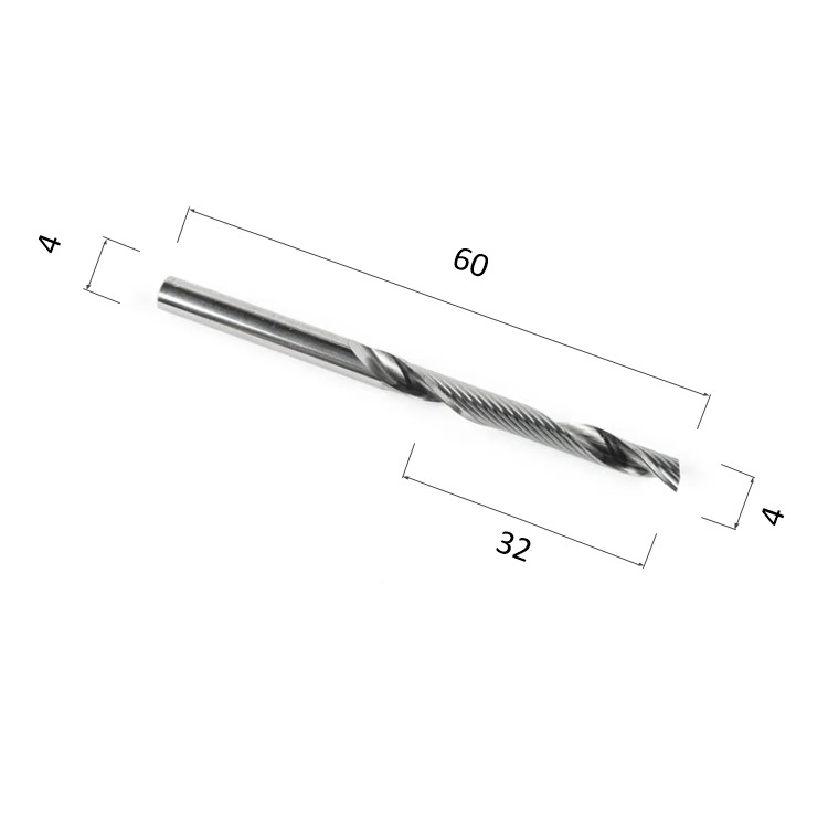 Фото фреза djtol n1lx4.32 спиральная однозаходная стружка вверх (по дереву, композиту (акп), пластику) в Москве и Московской области