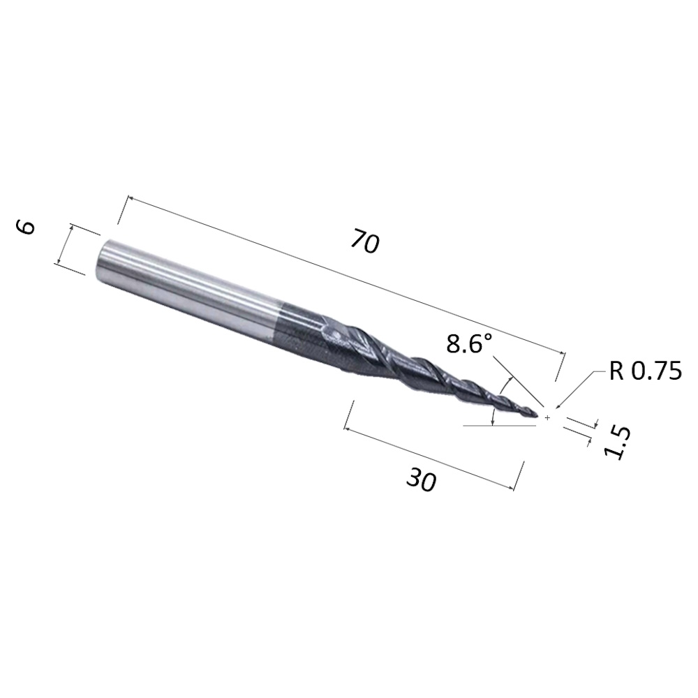 Фото фреза djtol nl2qx6.30.1.0 с покрытием altin спиральная двухзаходная конусная сферическая (по дереву, в Москве и Московской области