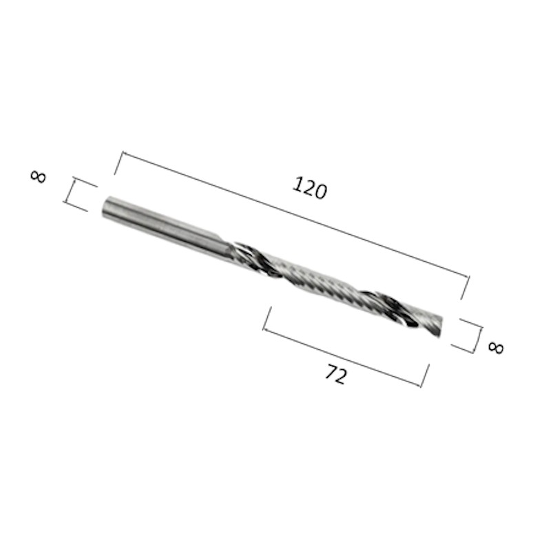 Фото фреза djtol n1lx872 спиральная однозаходная стружка вверх (по дереву, композиту (акп), пластику) в Москве и Московской области