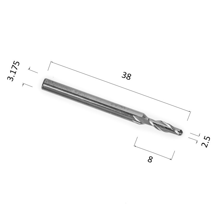 Фото фреза спиральная цилиндрическая двухзаходная по акрилу, дереву, композиту (акп) djtol n2qx3.2.508 в Москве и Московской области