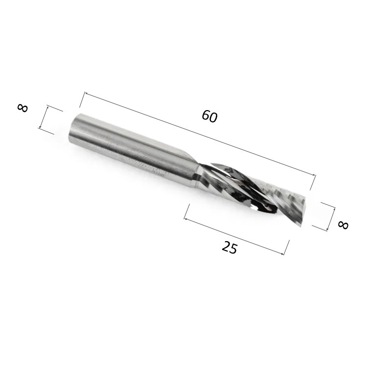 Фото фреза djtol n1lx825 спиральная однозаходная стружка вверх (по дереву, композиту (акп), пластику) в Москве и Московской области