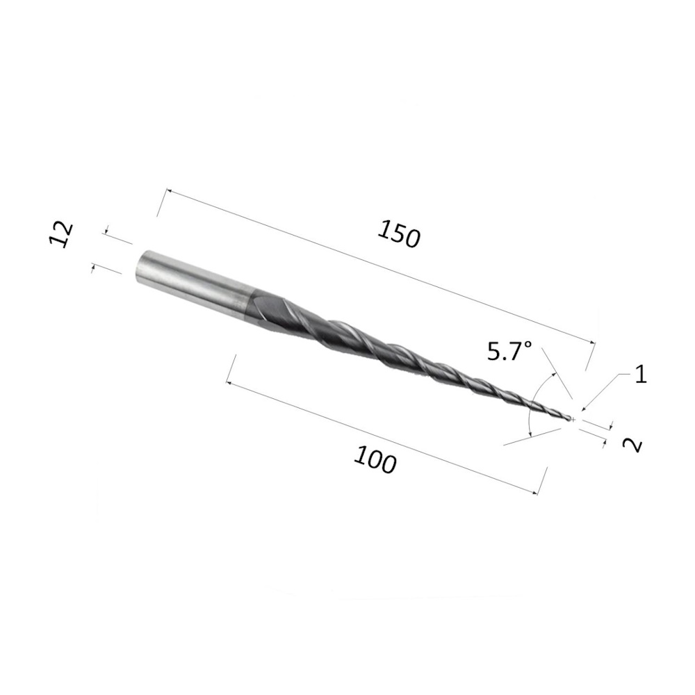 Фото фреза спиральная конусная двухзаходная по акрилу, дереву, композиту (акп) djtol nl2qx12.100.2 в Москве и Московской области