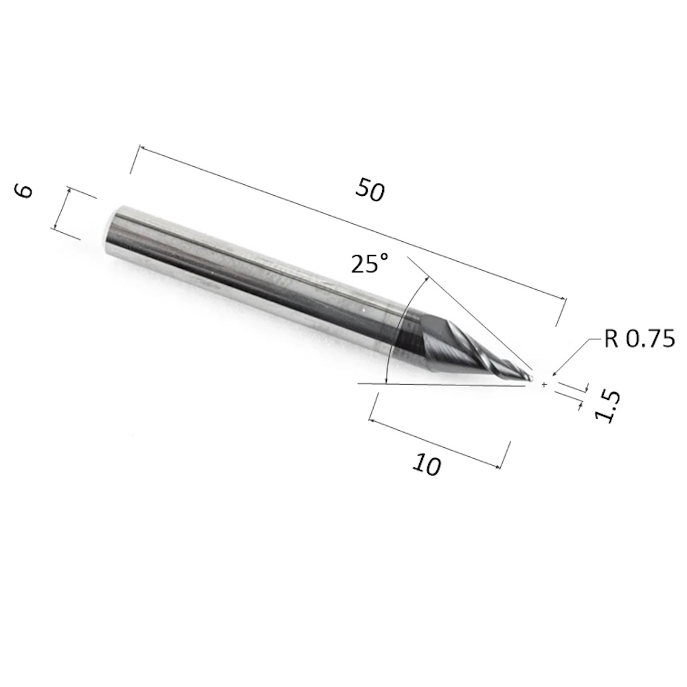 Фото фреза спиральная конусная двухзаходная по стали, алюминию, твердому дереву djtol asl2qx6.10.0.75 в Москве и Московской области