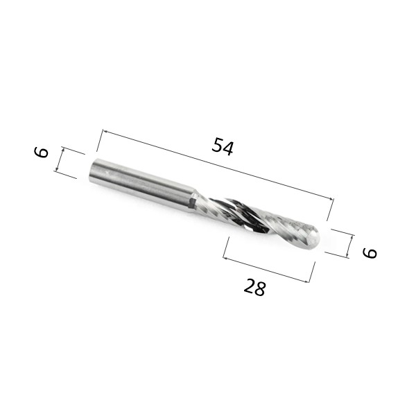 Фото фреза djtol n1lqx628 спиральная однозаходная сферическая (по дереву, пластику) в Москве и Московской области