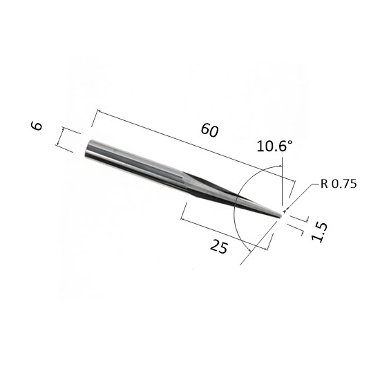 Фото фреза прямая конусная двухзаходная по акрилу, дереву, композиту (акп) djtol n2zxjq6251560 в Москве и Московской области