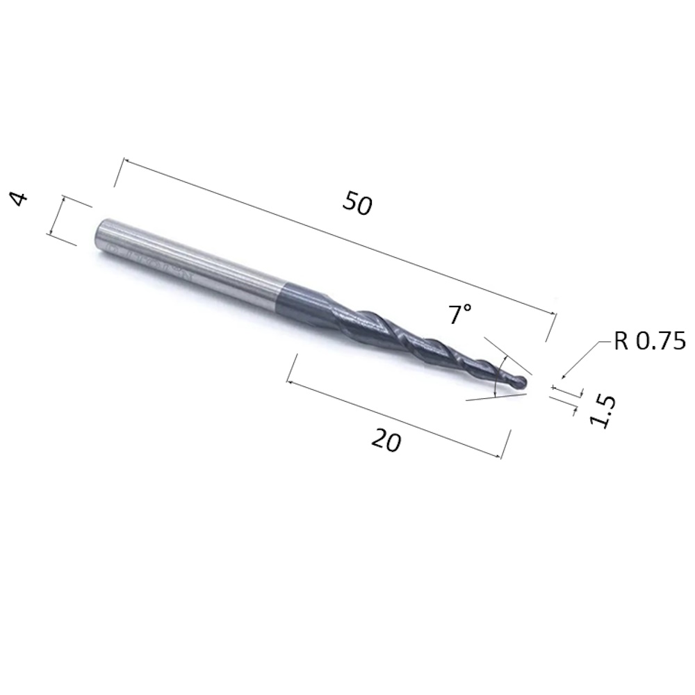 Фото фреза спиральная конусная двухзаходная по акрилу, дереву, композиту (акп) djtol nl2qx4.20.1.5 в Москве и Московской области