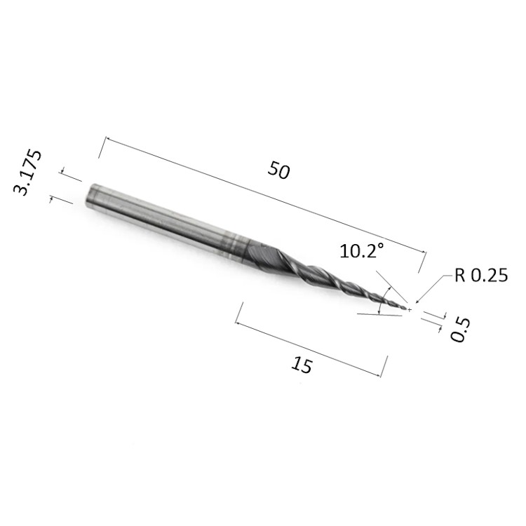 Фото фреза спиральная конусная двухзаходная по акрилу, дереву, композиту (акп) djtol al2qx3.15.0.5 в Москве и Московской области