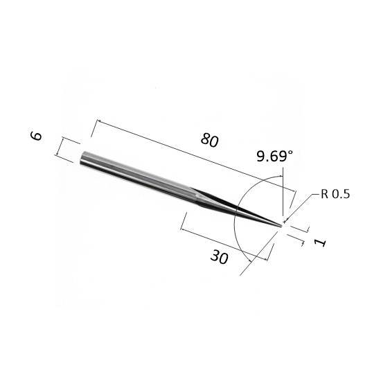 Фото фреза прямая конусная двухзаходная по акрилу, дереву, композиту (акп) djtol n2zxjq6301080 в Москве и Московской области