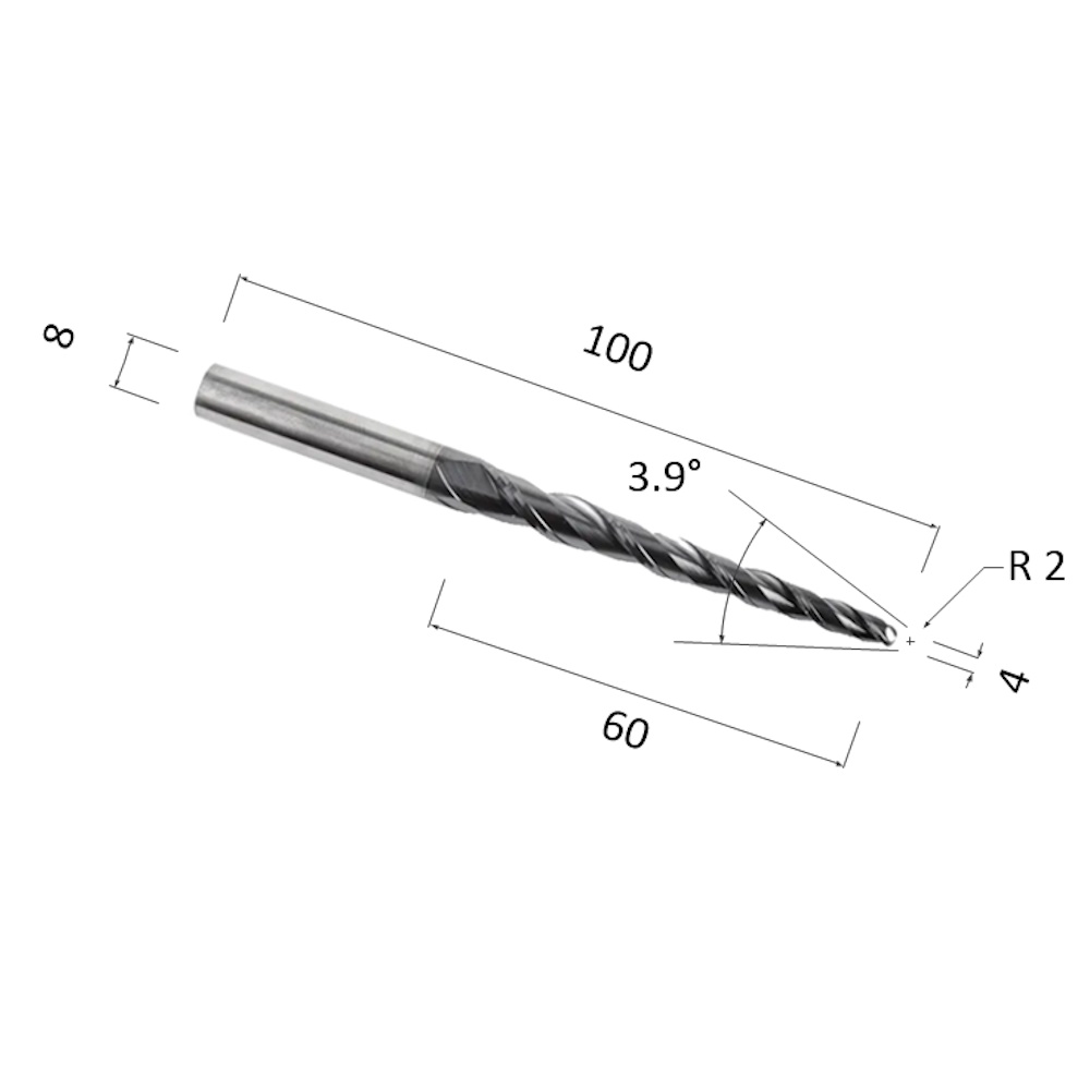 Фото фреза спиральная конусная двухзаходная по акрилу, дереву, композиту (акп) djtol nl2qx8.60.4 в Москве и Московской области