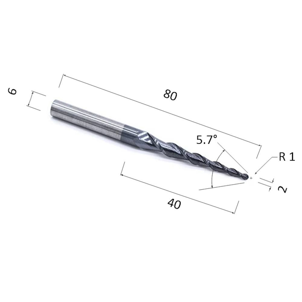 Фото фреза djtol nl2qx6.40.2.0 с покрытием altin спиральная двухзаходная конусная сферическая (по дереву, в Москве и Московской области