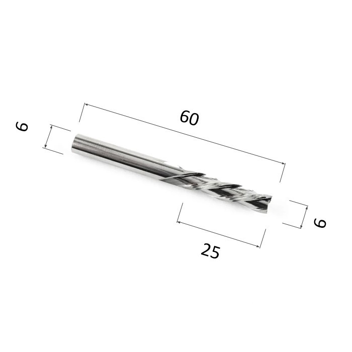 Фото фреза спиральная трехзаходная стружка вниз (по дереву, композиту, пластику) djtol a3lxd6.25 в Москве и Московской области