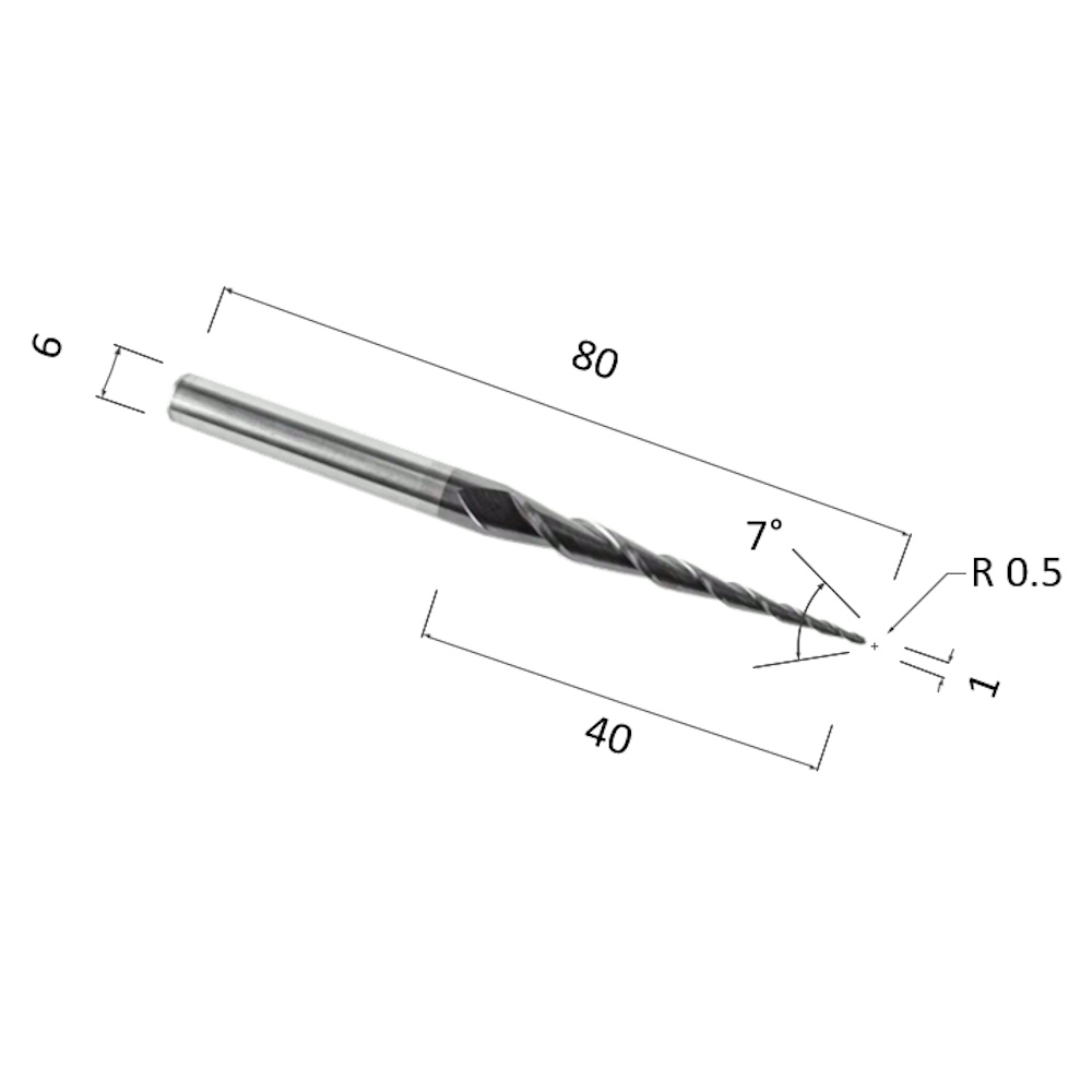Фото фреза спиральная конусная двухзаходная по акрилу, дереву, композиту (акп) djtol nl2qx6.40.1.0 в Москве и Московской области