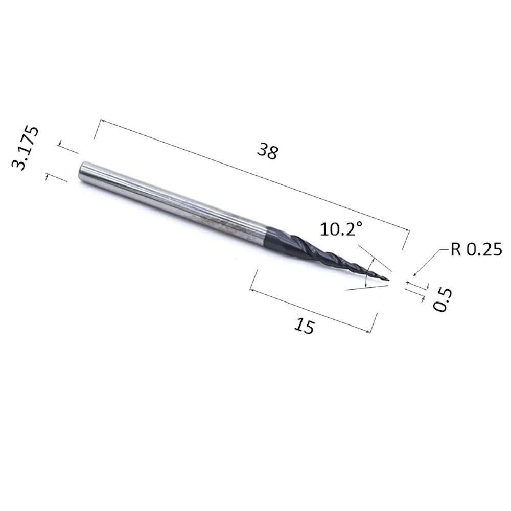 Фото фреза djtol nl2qx3.15.0.5 с покрытием altin спиральная двухзаходная конусная сферическая (по дереву, в Москве и Московской области