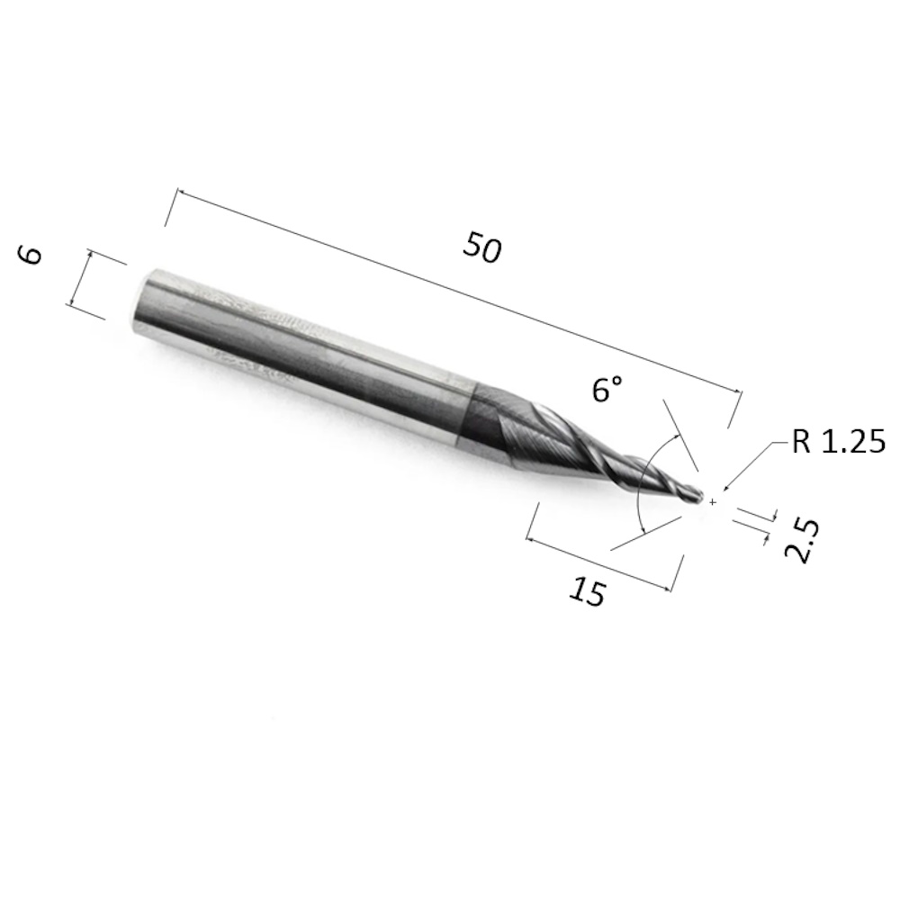 Фото фреза спиральная конусная двухзаходная по стали, алюминию, твердому дереву djtol asl2qx6.15.1.25 в Москве и Московской области