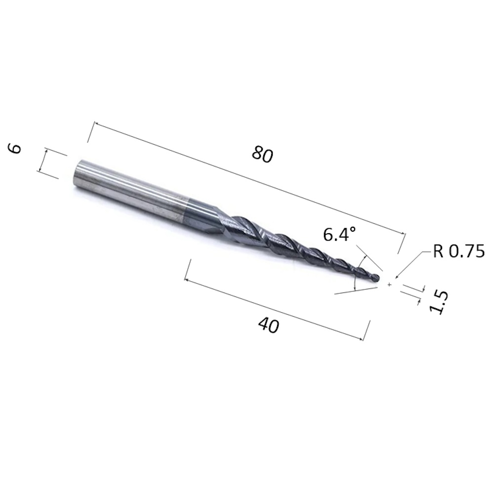 Фото фреза djtol nl2qx6.40.1.5 с покрытием altin спиральная двухзаходная конусная сферическая (по дереву, в Москве и Московской области
