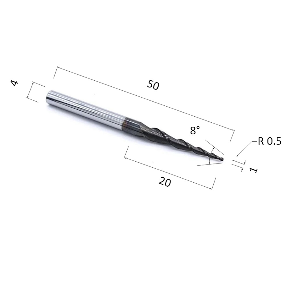 Фото фреза djtol nl2qx4.20.1.0 с покрытием altin спиральная двухзаходная конусная сферическая (по дереву, в Москве и Московской области