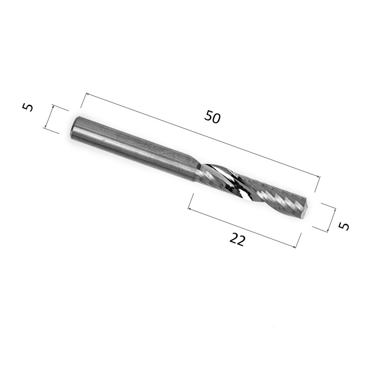 Фото фреза djtol n1lx522 спиральная однозаходная стружка вверх (по дереву, композиту (акп), пластику) в Москве и Московской области