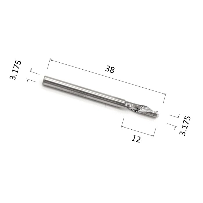 Фото фреза djtol a1lxd3.12 спиральная однозаходная стружка вниз (по акрилу (оргстеклу), дереву, композиту в Москве и Московской области