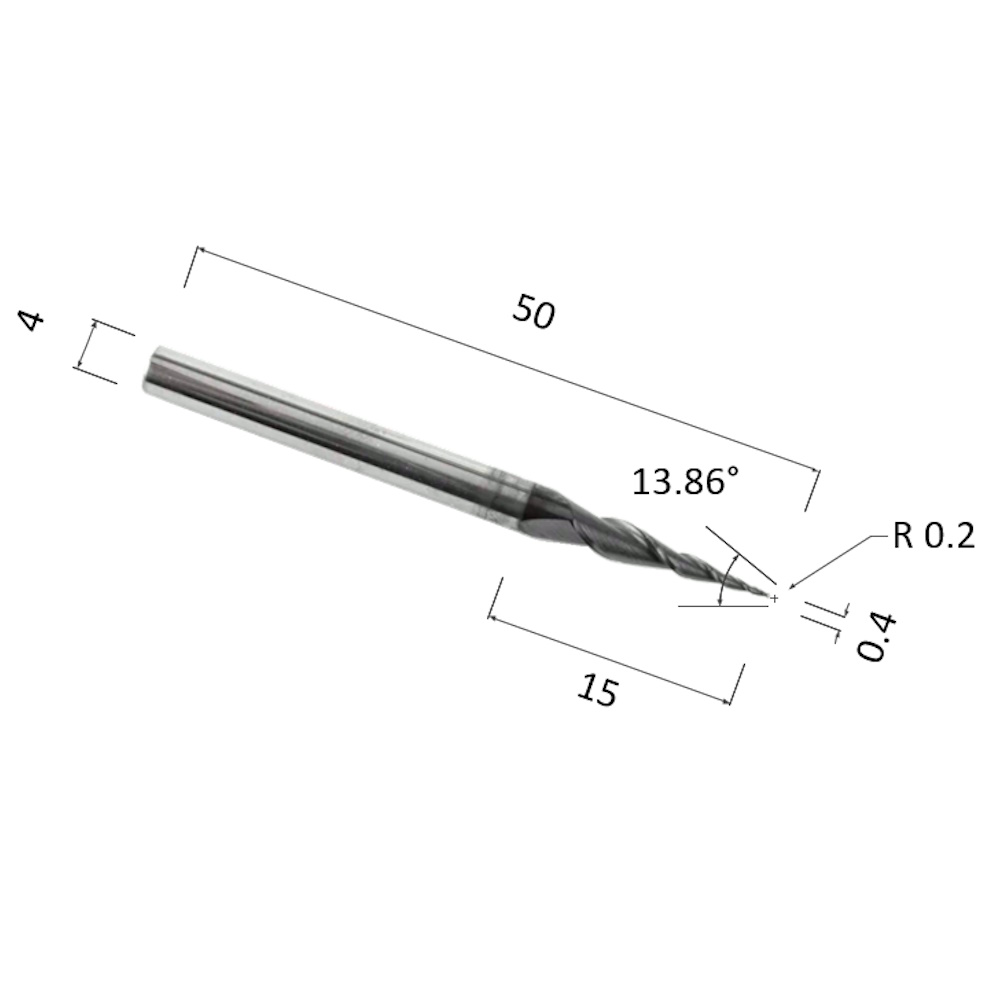 Фото фреза спиральная конусная двухзаходная по акрилу, дереву, композиту (акп) djtol nl2qx4.15.0.4 в Москве и Московской области