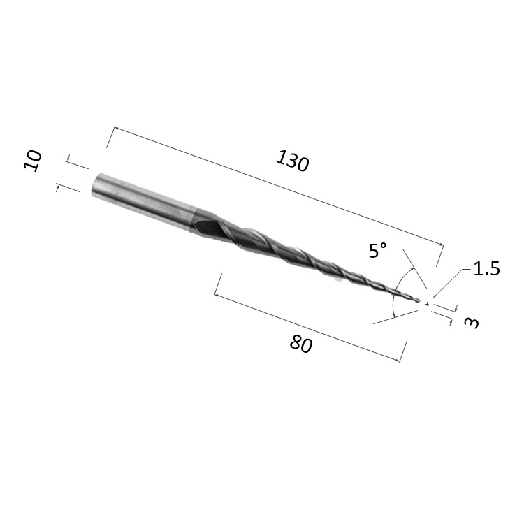 Фото фреза спиральная конусная двухзаходная по акрилу, дереву, композиту (акп) djtol nl2qx10.80.3 в Москве и Московской области