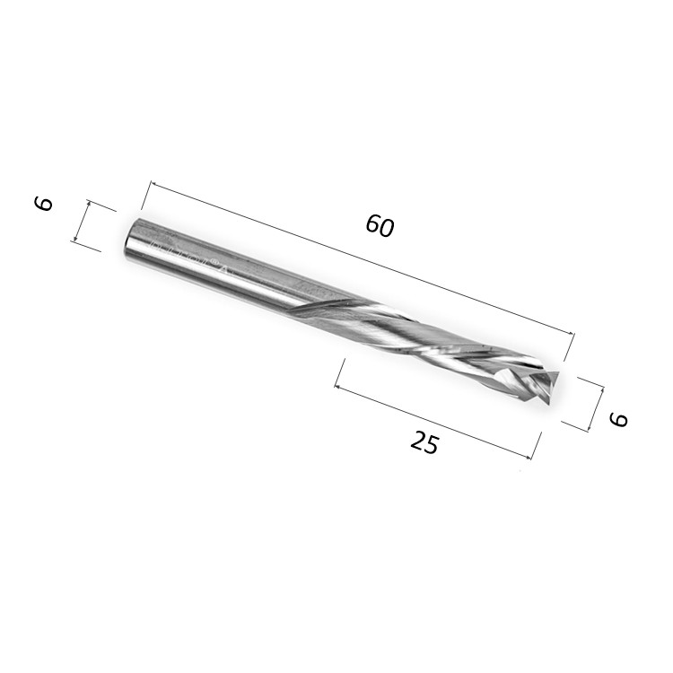 Фото фреза djtol a2flx625 компрессионная спиральная двухзаходная (по дереву, композиту (акп), пластику) в Москве и Московской области