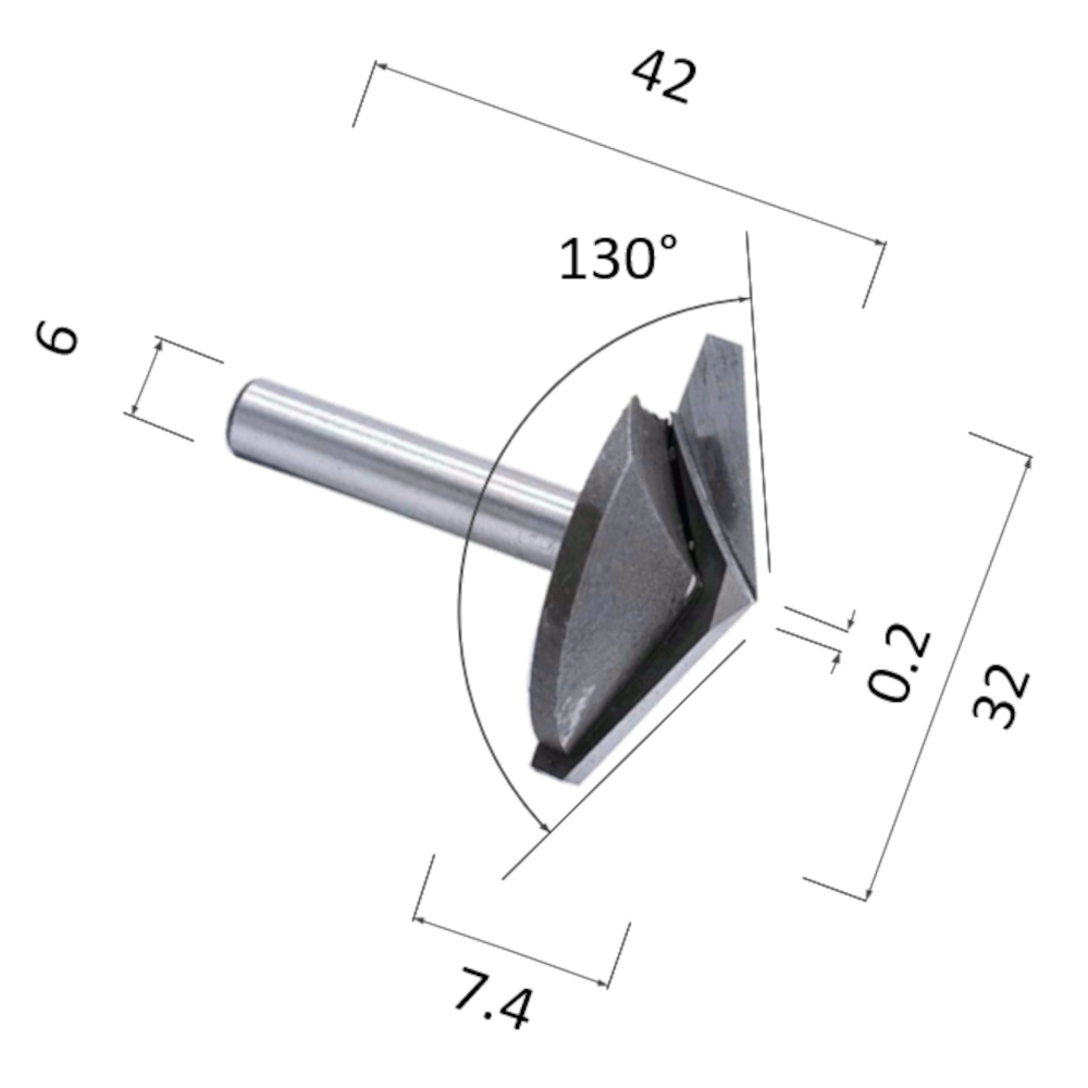 Фото фреза прямая v-образная двухзаходная по акрилу, дереву, композиту (акп) djtol n2v632130 в Москве и Московской области