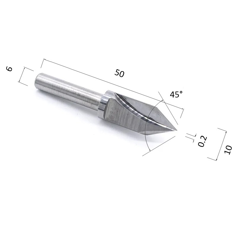 Фото фреза прямая v-образная двухзаходная по алюминию, композиту (акп), меди djtol nzv61045 в Москве и Московской области