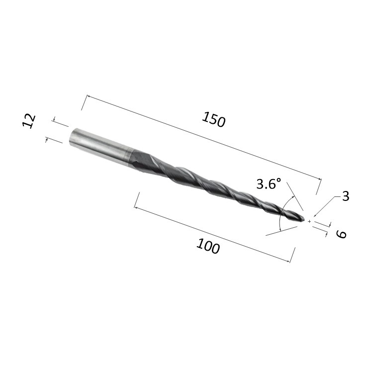 Фото фреза спиральная конусная двухзаходная по акрилу, дереву, композиту (акп) djtol nl2qx12.100.6 в Москве и Московской области