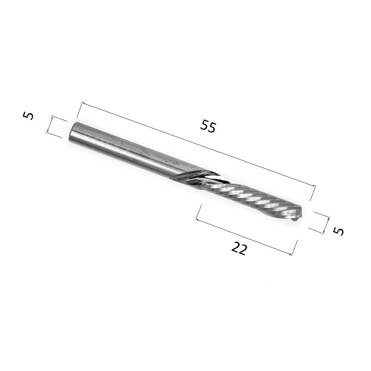 Фото фреза спиральная однозаходная стружка вниз (по акрилу, дереву, композиту) djtol a1lxd5.22 в Москве и Московской области