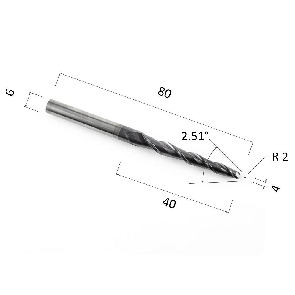 Фото фреза спиральная конусная двухзаходная по акрилу, дереву, композиту (акп) djtol nl2qx6.40.4 в Москве и Московской области