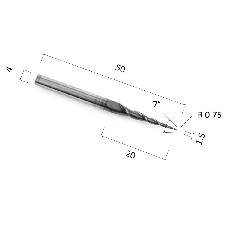 Фото фреза спиральная конусная двухзаходная по акрилу, дереву, композиту (акп) djtol al2qx4.20.1.5 в Москве и Московской области