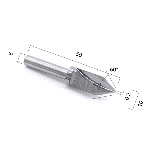 Фото фреза прямая v-образная двухзаходная по алюминию, композиту (акп), меди djtol nzv61060 в Москве и Московской области