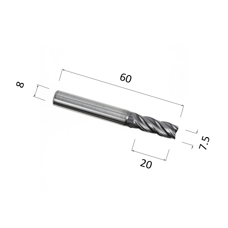 Фото фреза спиральная цилиндрическая четырехзаходная по стали, алюминию, твердому дереву djtol as4lx075 в Москве и Московской области