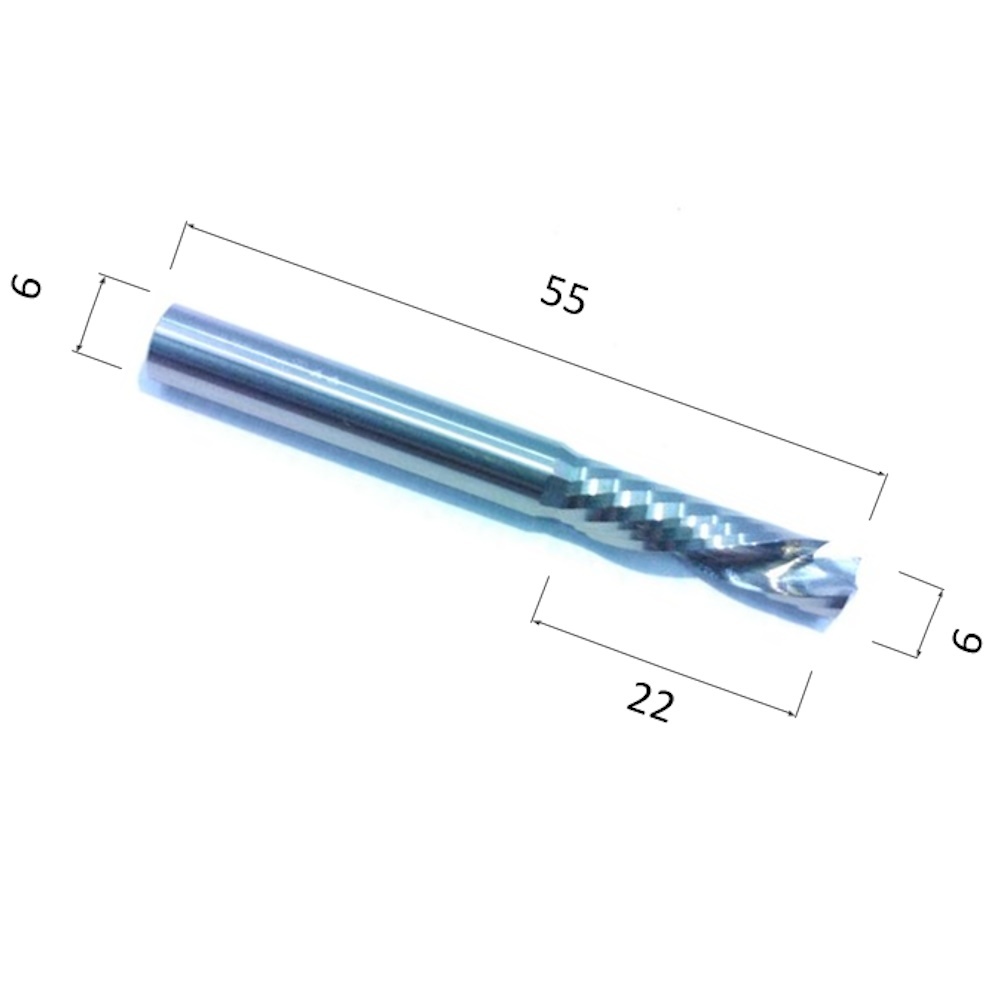 Фото фреза компрессионная спиральная однозаходная (по дереву, композиту, пластику) djtol aa1flx622 в Москве и Московской области