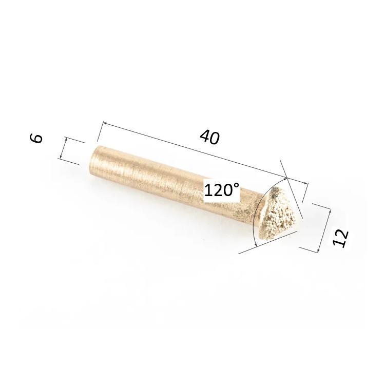 Фото фреза алмазная прямая v-образная многокромочная по камню, мрамору, стеклу djtol dmv612120 в Москве и Московской области