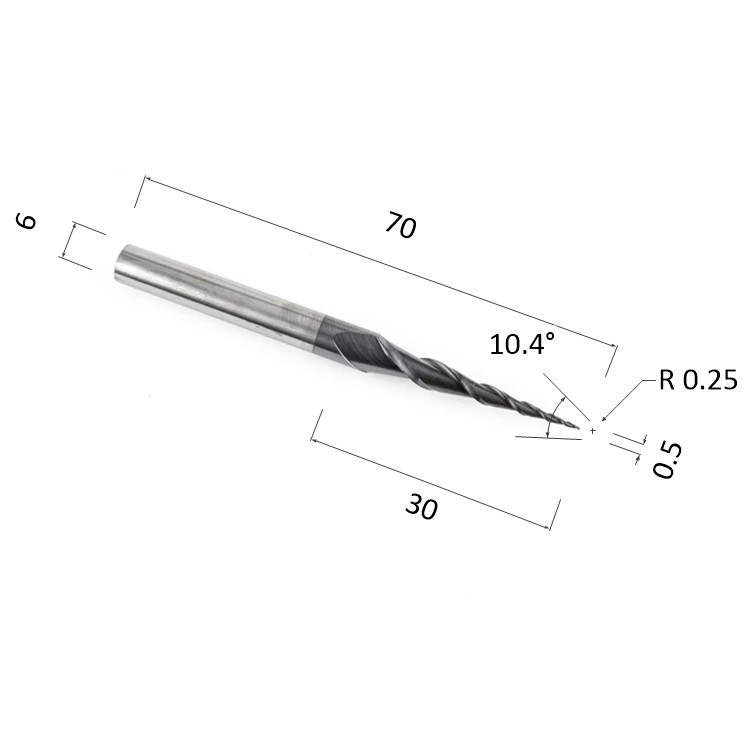 Фото фреза спиральная конусная двухзаходная по акрилу, дереву, композиту (акп) djtol al2qx6.30.0.5 в Москве и Московской области