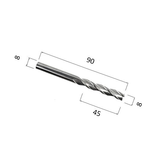 Фото фреза djtol n3lx8.45 спиральная трехзаходная стружка вверх (по дереву, композиту (акп), пластику) в Москве и Московской области