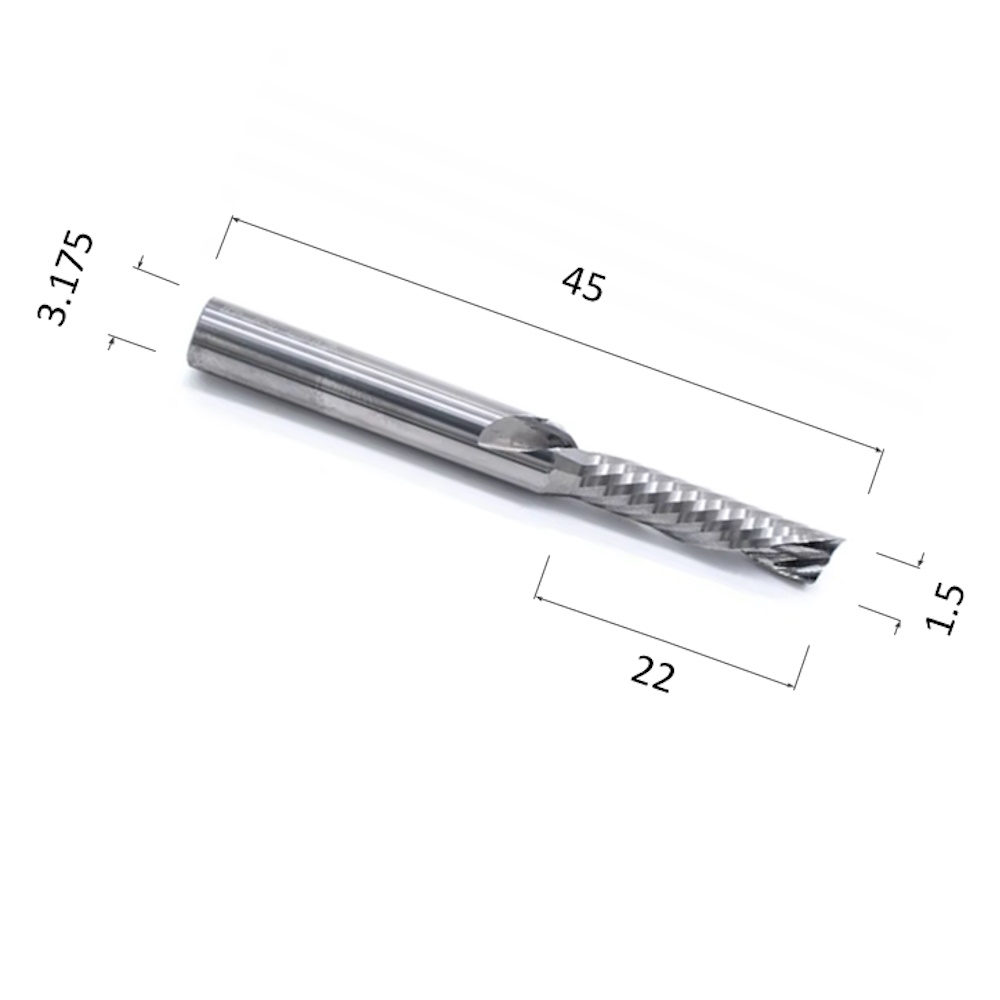 Фото фреза djtol n1lx3.1.522 спиральная однозаходная стружка вверх (по дереву, композиту (акп), пластику) в Москве и Московской области