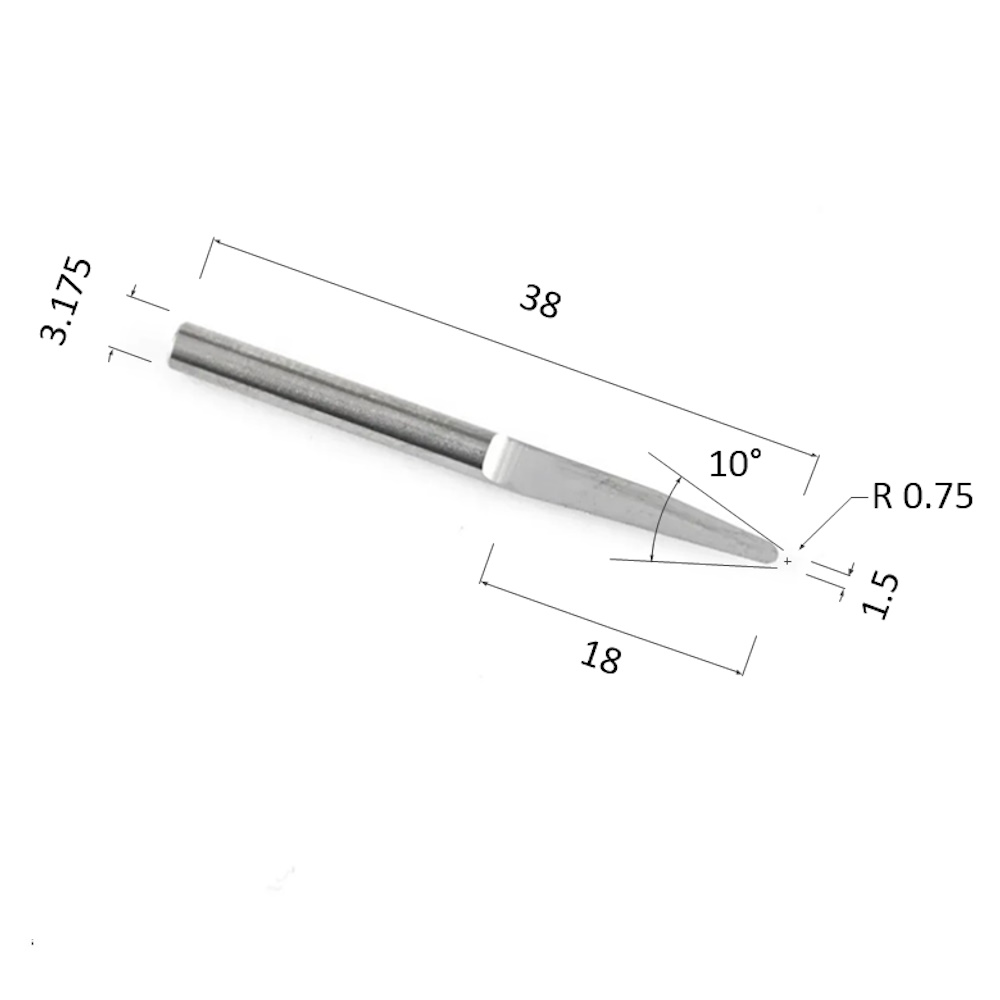 Фото гравер прямой конусный однозаходный по акрилу, дереву, композиту (акп) djtol nydj3.1015 в Москве и Московской области