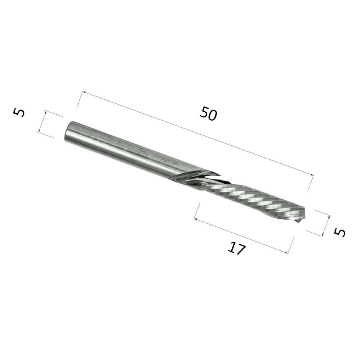 Фото фреза спиральная однозаходная стружка вниз (по акрилу, дереву, композиту) djtol a1lxd517 в Москве и Московской области