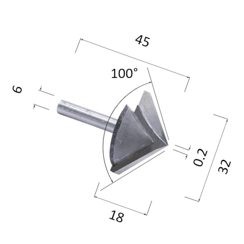 Фото фреза прямая v-образная двухзаходная по акрилу, дереву, композиту (акп) djtol n2v632100 в Москве и Московской области