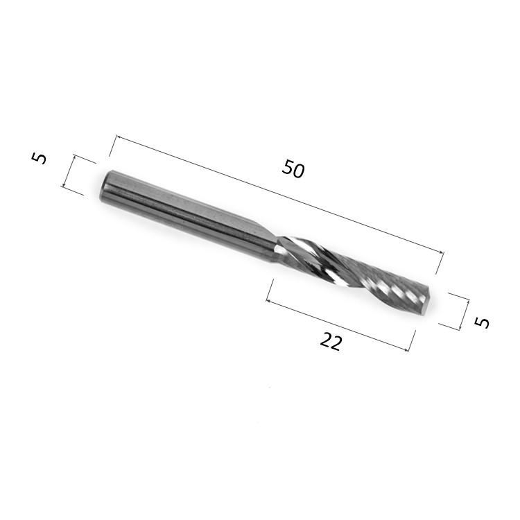 Фото фреза спиральная цилиндрическая однозаходная по акрилу, дереву, композиту (акп) djtol ay1lx5.22 в Москве и Московской области