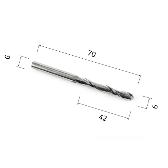 Фото фреза спиральная цилиндрическая двухзаходная по акрилу, дереву, композиту (акп) djtol a2qx642 в Москве и Московской области